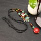 Women's Ethnic Necklace Retro Agate Ceramic Flower Leaves Necklace