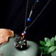 Women's Ethnic Necklace Vintage Agate Bead Shell Flower Wood Adjustable Pendant Necklace Jewelry