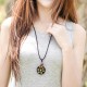 Women's Ethnic Necklace Vintage Agate Bead Shell Flower Wood Adjustable Pendant Necklace Jewelry