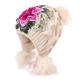 Women's Ethnic Peony Big Flower Embroidery Knit Warm Beanie Hat