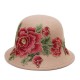 Women's Ethnic Red Peony Bucket Hat Casual Flower Embroidery Cap