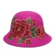 Women's Ethnic Red Peony Bucket Hat Casual Flower Embroidery Cap