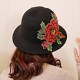 Women's Ethnic Red Peony Bucket Hat Casual Flower Embroidery Cap