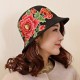 Women's Ethnic Red Peony Bucket Hat Casual Flower Embroidery Cap