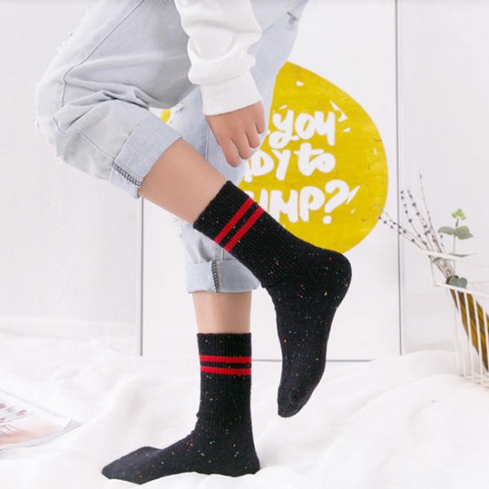 Women's Harajuku Stripe Woolen Blend Middle Tube Socks Warm Stretchy Socks