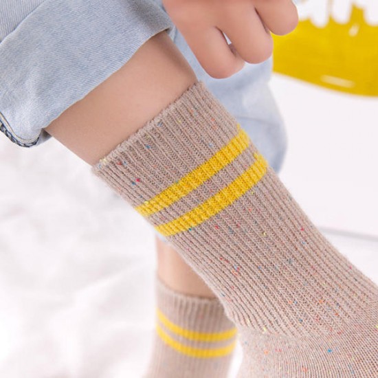 Women's Harajuku Stripe Woolen Blend Middle Tube Socks Warm Stretchy Socks