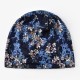 Womens Lace Jacquard Double Layers Beanie Blossom Print Elastic Modal Cotton Hat