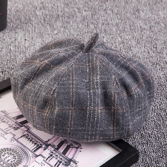 Womens Leisure Beanie Pure Cotton Docker Cap Vogue Outdoor Plaid Skullcap All-Match