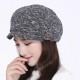 Womens Leisure Earmuffs Double Layers Flat Hats Outdoor Warm Knitted Beret Caps