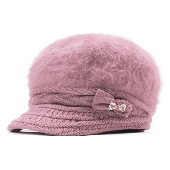 Womens Leisure Winter Knit Hat Plus Velvet Beret Hat Outdoor Thicken Warm Caps