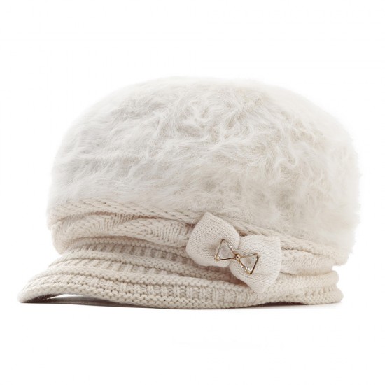Womens Leisure Winter Knit Hat Plus Velvet Beret Hat Outdoor Thicken Warm Caps