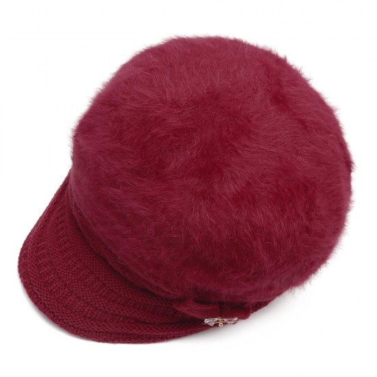 Womens Leisure Winter Knit Hat Plus Velvet Beret Hat Outdoor Thicken Warm Caps
