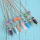 Women's Long Chain Turquoise Natural Stone Colorful Scale Pandent Silver Necklace