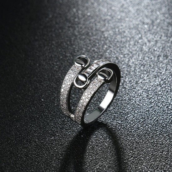 Women's Luxury Ring Special Full Zircon Fine Copper Simple Style Ring