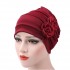 Womens New Side Paste Large Flower Solid Beanies Cap Casual Luxury Cotton Outdoor Bonnet Hat