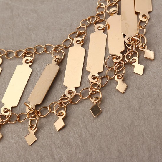 Women's Punk Metal Chain Geometric Copper Sequins Tassel Necklace