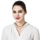 Women's Punk Necklace Two Layers Crown Shape Pearl Pendant Sparkling Rhinestone Black Choker