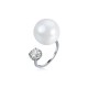 Women's Silver Elegant Pearl Zircon Opening Ring Fine Copper Ring