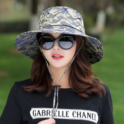Womens Summer Camouflage Bucket Hat Sun Protection Gardening Fishing Cap
