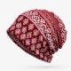 Womens Summer Ethnic Printting Beanie Hats Scarf Cotton Double Use Turban Caps