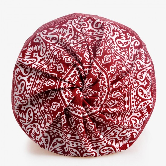 Womens Summer Ethnic Printting Beanie Hats Scarf Cotton Double Use Turban Caps