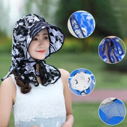 Womens Summer Outdoor Gardening Sunshade Flower Hats Sun Hat Anti-UV Wide Brim Visor Cap
