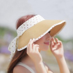 Womens Summer Stripe Bowknot Beach Cap Outdoor Sun Protection Wide Brimmed Hat