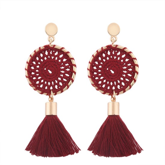 Women's Trendy Knitted Handmade Long Tassel Earrings Female Drop Dangle Earrings Jewelry