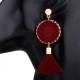 Women's Trendy Knitted Handmade Long Tassel Earrings Female Drop Dangle Earrings Jewelry