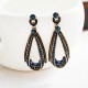 Women's Trendy Rhinestones Crystal Hollow Sapphire Dangle Gold Drop Shape Earrings