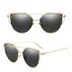 Womens UV400 Retro Flat Lens Mirror Eyewear Metal Frame Oversized Cat Eye Sun Glassess