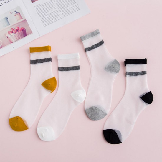 Women's Ultra-thin Glass Silk Transparent Ankle Socks Breathable Elastic Summer Sock