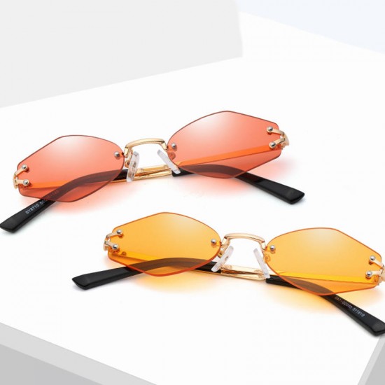 Womens Universal UV Resistence Hexagon Frameless Sunglasses Non-Polarized Eyewear