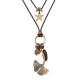 Women's Vintage 2 Layers Wax Rope Stars Sweater Chain Alloy Leaf Long Pendant Necklace