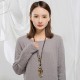 Women's Vintage 2 Layers Wax Rope Stars Sweater Chain Alloy Leaf Long Pendant Necklace