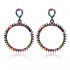 Women's Vintage Rhinestone Circle Earrings Colorful Pierced Fashion Earrings Jewelry