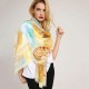 Women's Watercolor Printting Crinkle Scarf Lightweight Breathable Linen Spring Summer Shawl