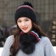 Women's Winter Dual-Use Striped Knit Beanie Hat Cycling Warm Windproof Earmuffs Wool Cap