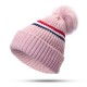 Women's Winter Dual-Use Striped Knit Beanie Hat Cycling Warm Windproof Earmuffs Wool Cap