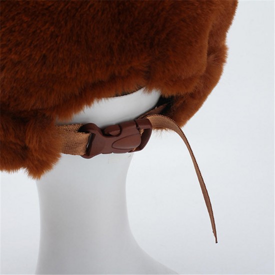 Women's Winter Soft Warm Fur Hat Adjustable Buckled Brimless Hats