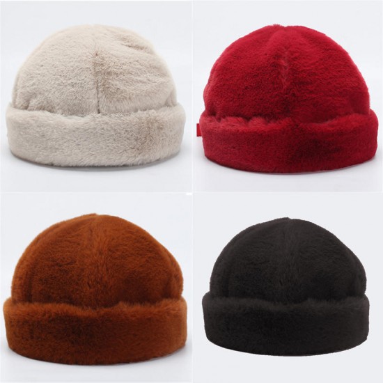 Women's Winter Soft Warm Fur Hat Adjustable Buckled Brimless Hats