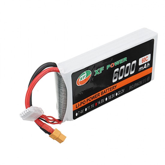 XF POWER 14.8V 6000mAh 60C 4S Lipo Battery XT60 Plug for RC Car