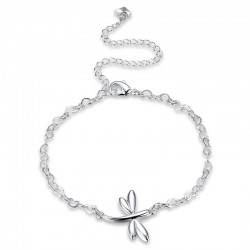 YUEYIN Delicate 925 Silver Plated Dragonfly Pendant Anklet Bracelet Clothing Accessories