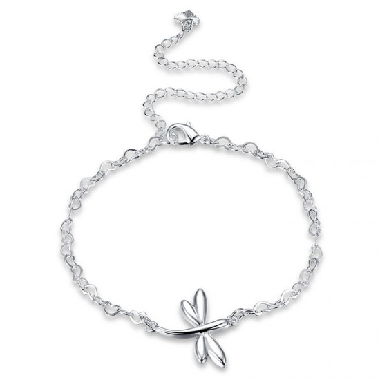 YUEYIN Delicate 925 Silver Plated Dragonfly Pendant Anklet Bracelet Clothing Accessories