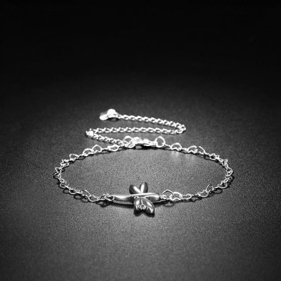 YUEYIN Delicate 925 Silver Plated Dragonfly Pendant Anklet Bracelet Clothing Accessories