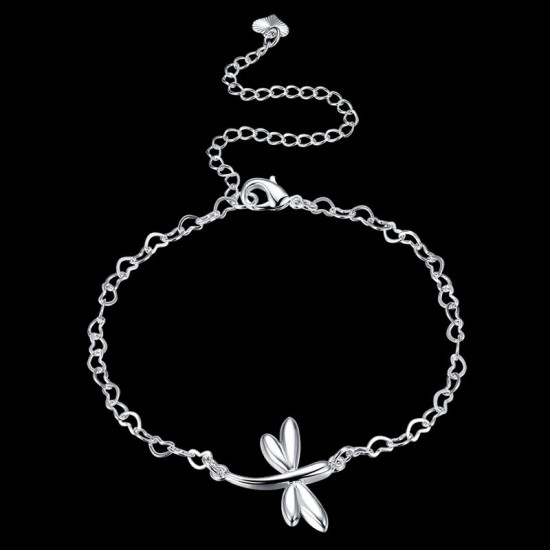 YUEYIN Delicate 925 Silver Plated Dragonfly Pendant Anklet Bracelet Clothing Accessories