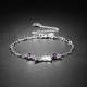 YUEYIN Elegant 925 Silver Plated Purple Rhinestone Butterfly Anklet Bracelet Women Jewelry