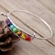 Yoga Balance 7 Chakra Colorful Beads Ball Crystal Bangle Gold Friendship Bracelet for Women