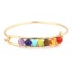 Yoga Balance 7 Chakra Colorful Beads Ball Crystal Bangle Gold Friendship Bracelet for Women