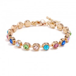 Zinc Alloy Colorful Rhinestone Beads Bracelet Classic Women Rose Gold Bracelet